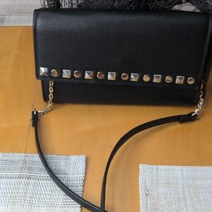 H&M Black Clutch with Gold and Silver Studs